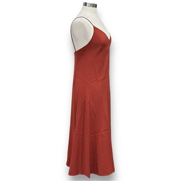THAKOON Women’s Spaghetti Straps Midi Slip-dress in the Size 6 in Rust Color - Picture 8 of 16